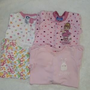 Girls One Piece Footed Sleepers Newborn